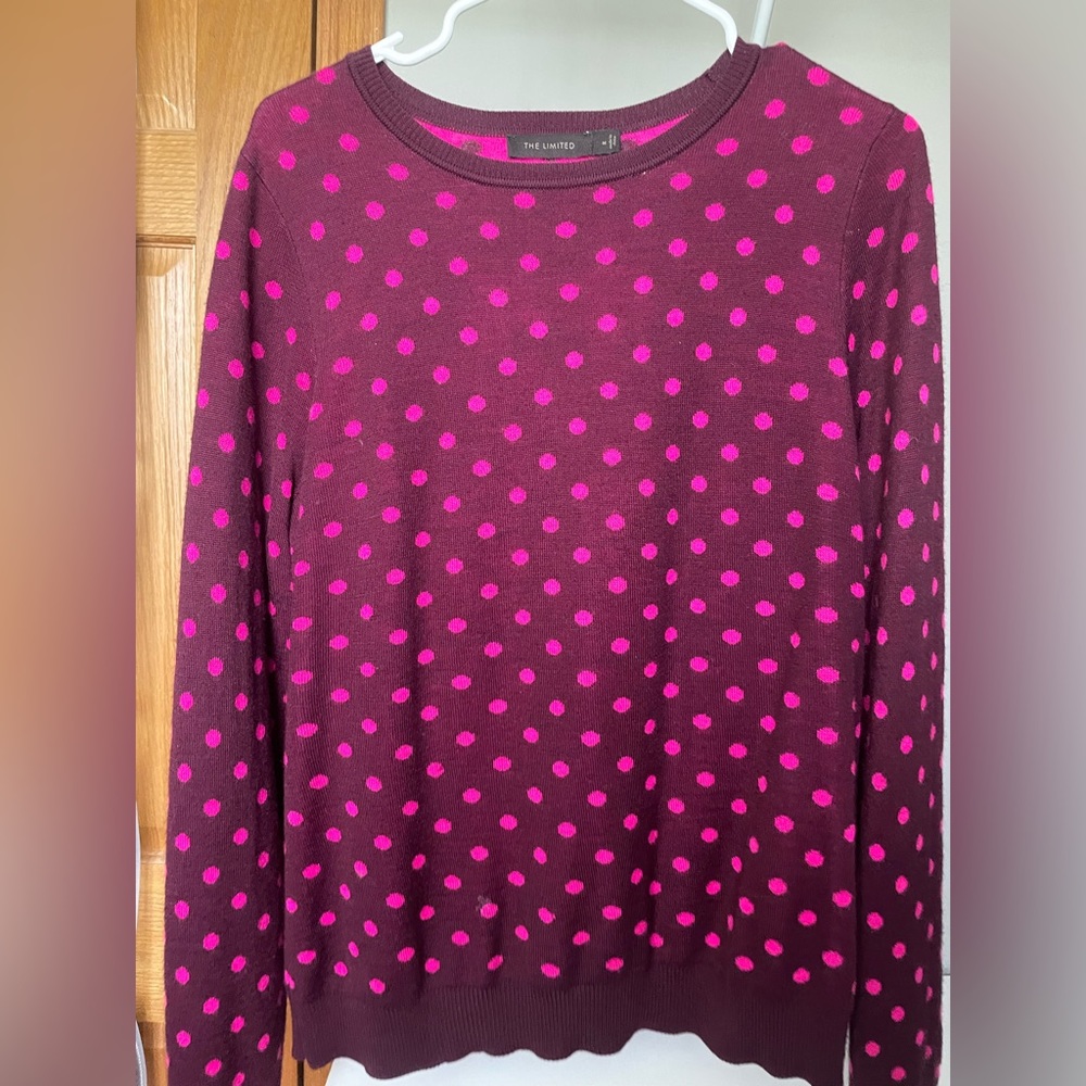 Burgundy and pink wool blend sweater from the Limited. It’s worn but comfy.
